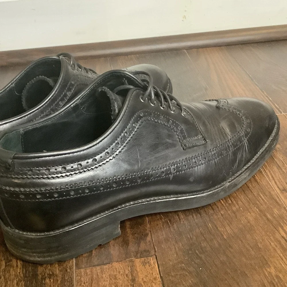 Aquatalia Made In Italy Men's Leather Wingtip Oxford Shoes Black Size 10